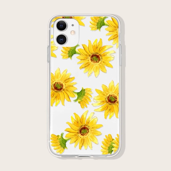 

Sunflower Pattern Clear Phone Case, Yellow