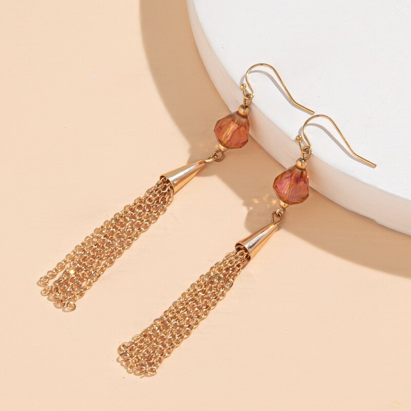 

1pair Tassel Design Drop Earrings, Multicolor