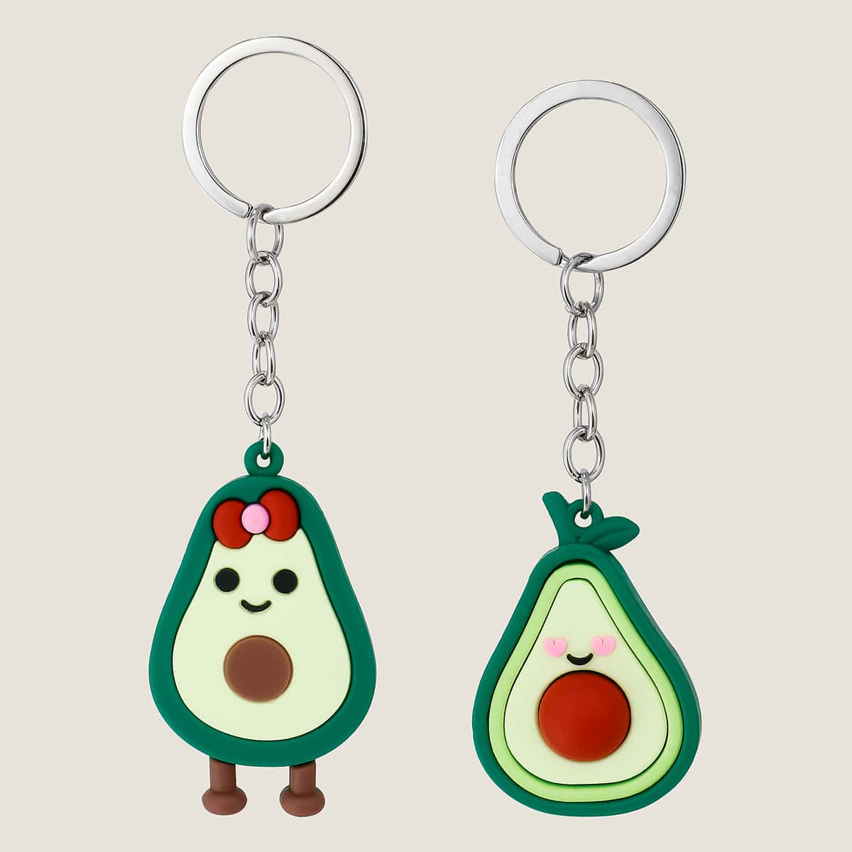 

2pcs Cartoon Avocado Keychain, Green