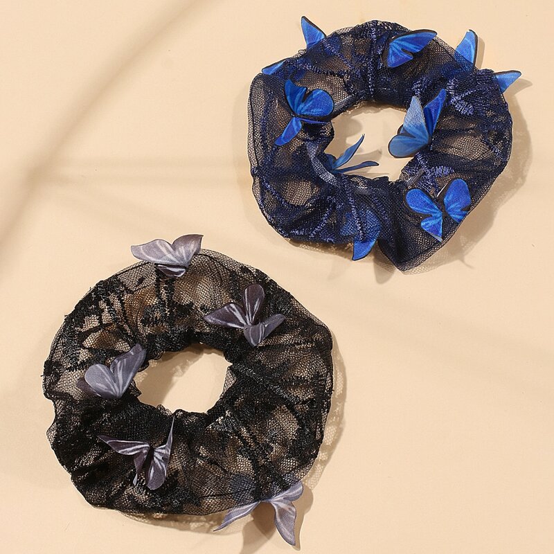 

2pcs Butterfly Decor Scrunchie, Multicolor