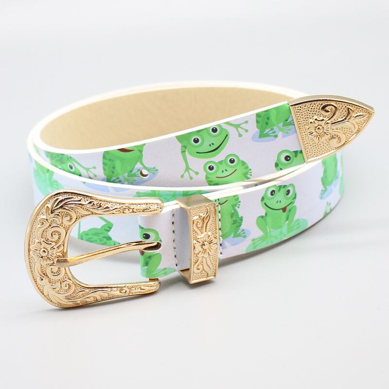 

Cartoon Frog Pattern Belt, Multicolor