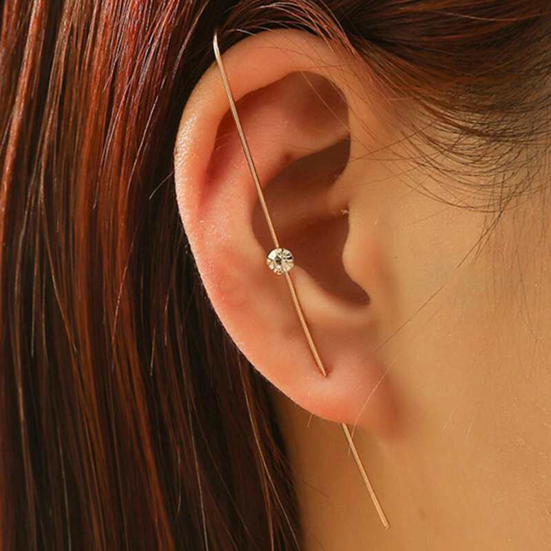 

1pc Rhinestone Decor Earring, Gold