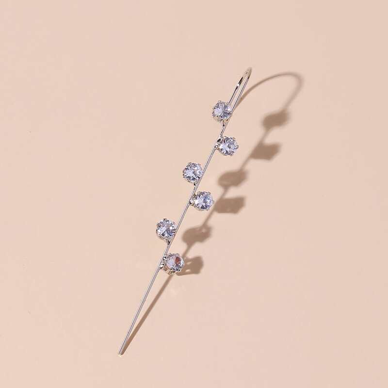 

1pc Rhinestone Decor Earring, Silver