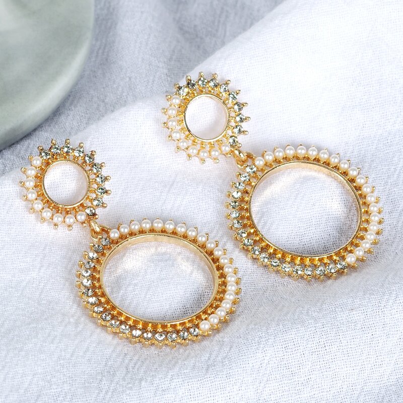 

1pair Rhinestone Decor Drop Earrings, Multicolor
