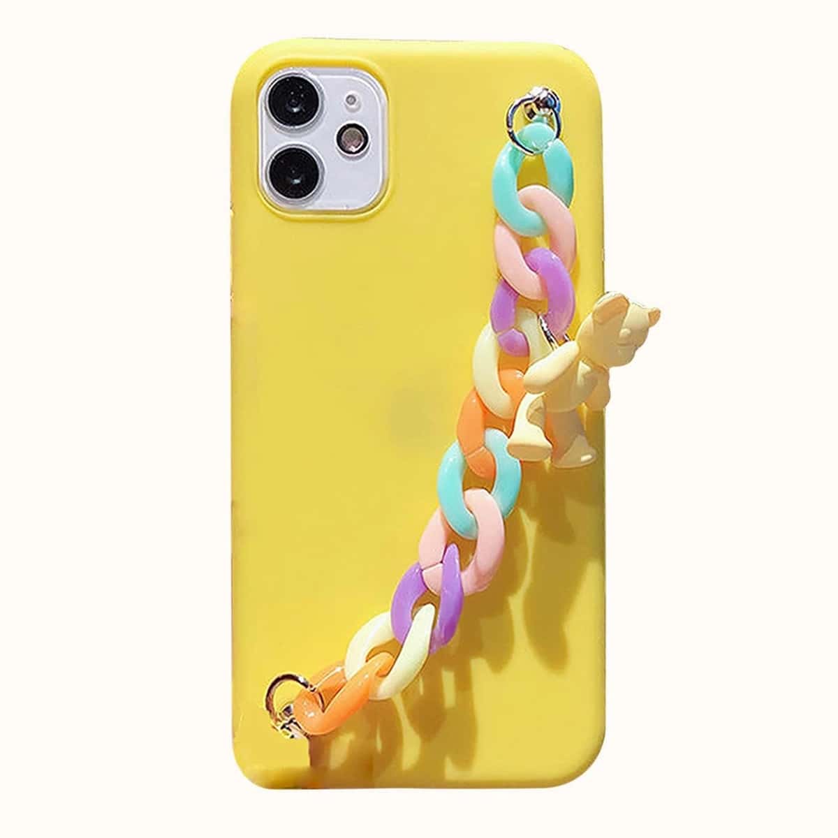 

Chunky Chain Cartoon Bear Phone Case, Yellow