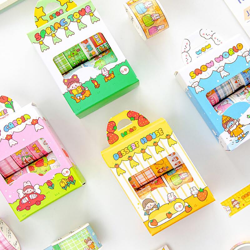 

6rolls Cartoon Graphic Random Decorative Tape, Multicolor