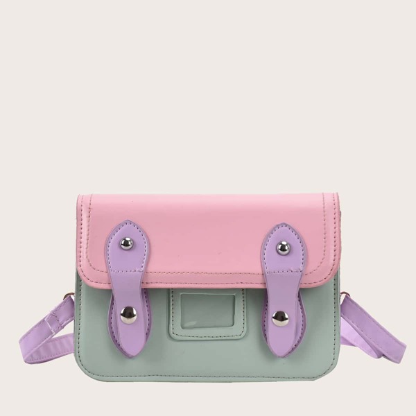 

Two Tone Flap Crossbody Bag, Pink