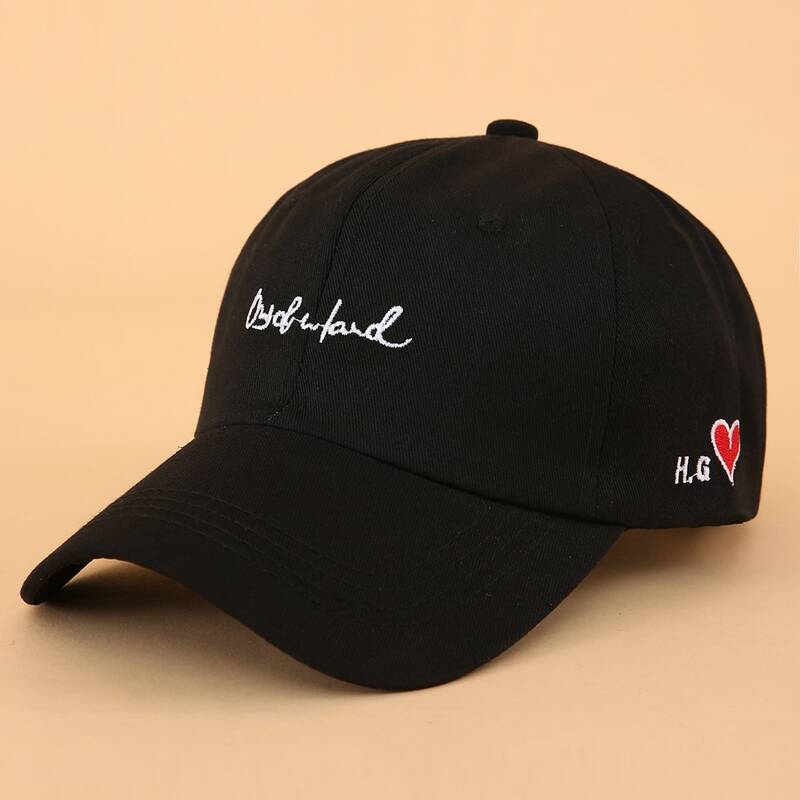 

Letter Embroidery Baseball Cap, Black