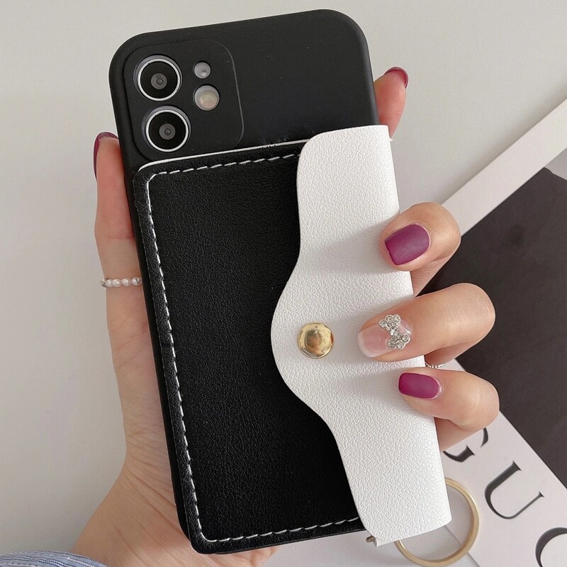 

Colorblock Wallet Phone Case, Black and white