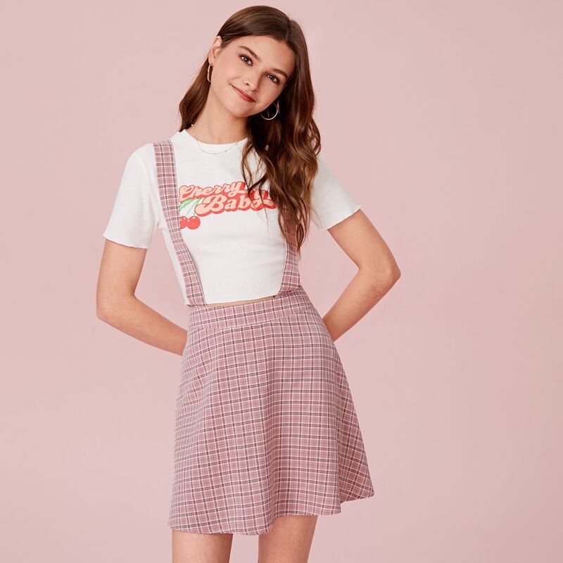 

Plaid Straps Skirt, Multicolor