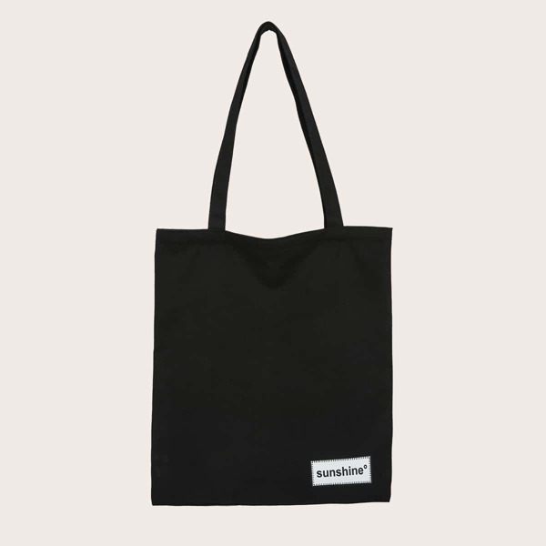 

Letter Patch Shopper Bag, Black