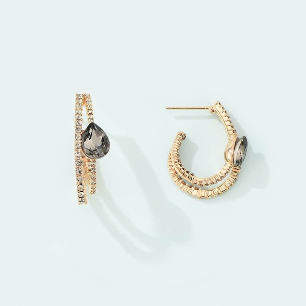 

Water Drop Rhinestone Decor Earrings, Gold
