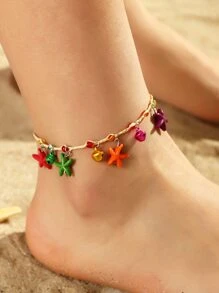 Starfish & Bell Charm Anklet - Nhiều màu - Xem 1