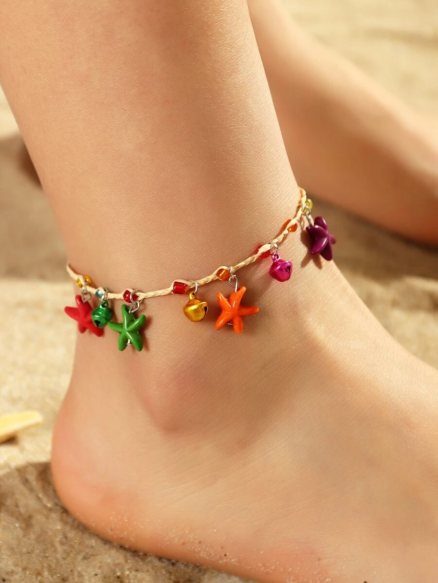 Starfish & Bell Charm Anklet - Nhiều màu - Xem 1