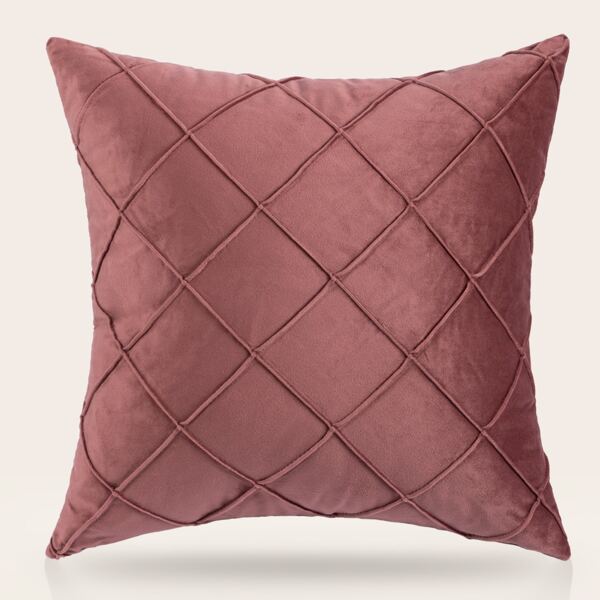 

Solid Color Plaid Cushion Cover Without Filler, Red violet