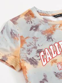 SHEIN EZwear 字母圖案紮染包臀連衣裙 - 彩色 - 查看 4