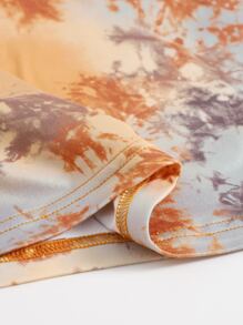 SHEIN EZwear 字母圖案紮染包臀連衣裙 - 彩色 - 查看 5