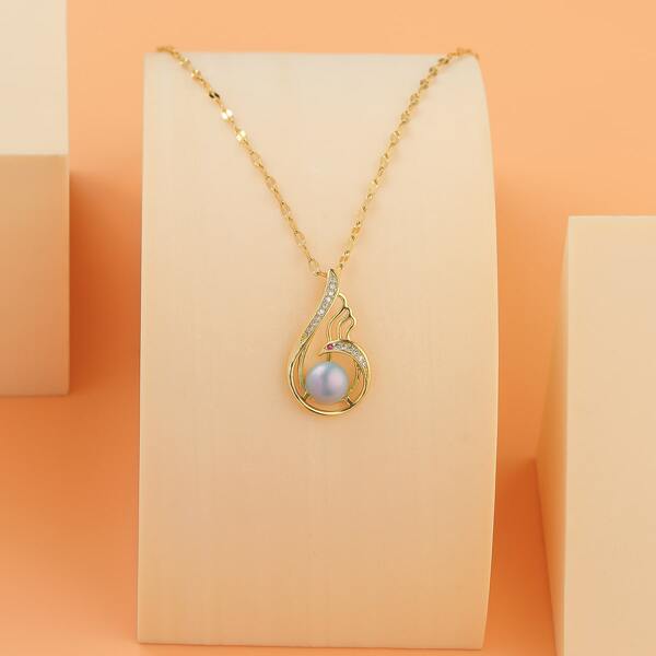 

Rhinestone Animal Charm Necklace, Gold