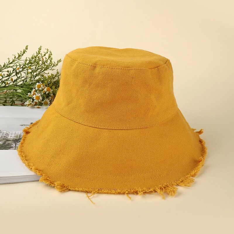 

Raw Hem Bucket Hat, Yellow