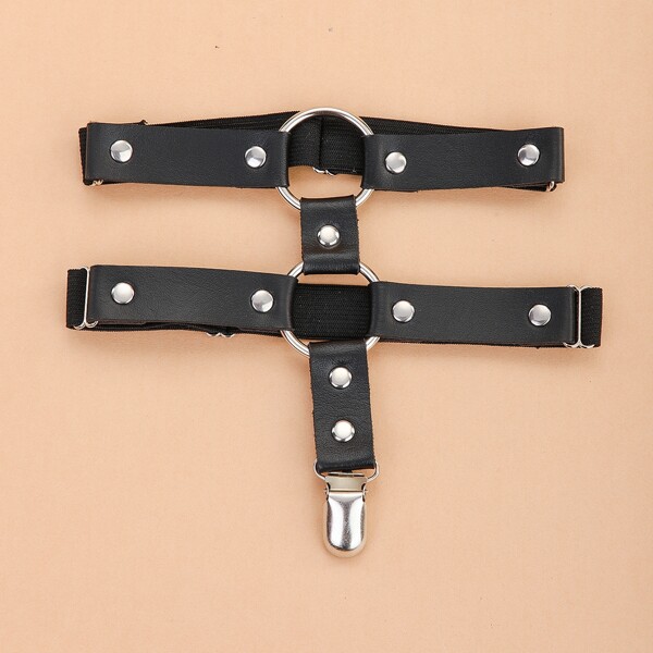 

Ring Linked PU Garter, Black