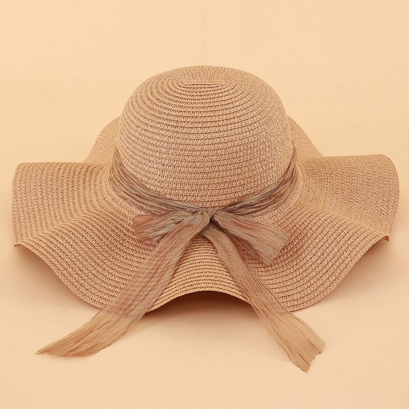 

Bow Decor Straw Hat, Khaki