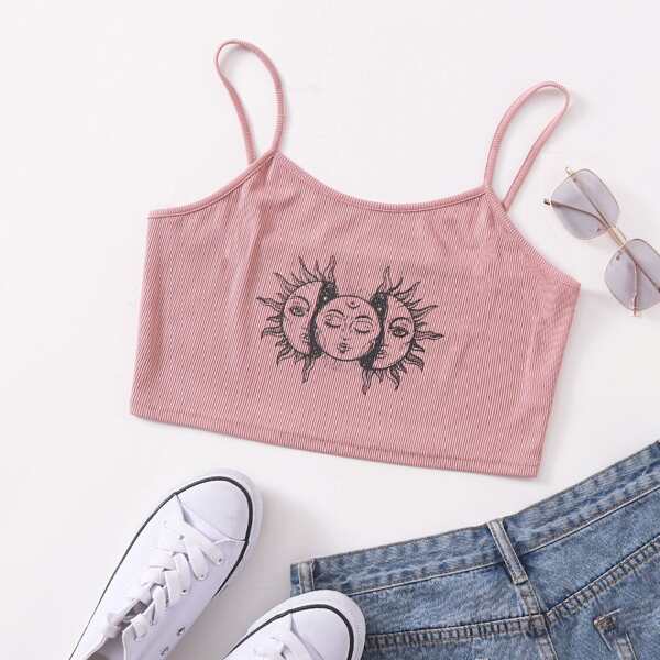

Sun & Figure Graphic Crop Cami Top, Dusty pink