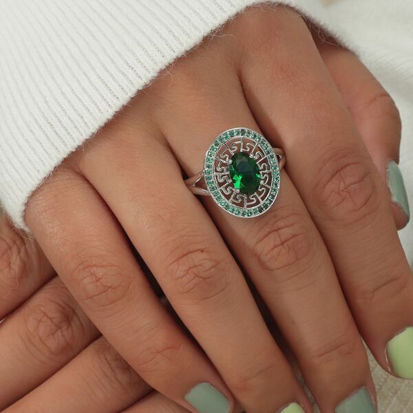 

Zircon Decor Ring, Green