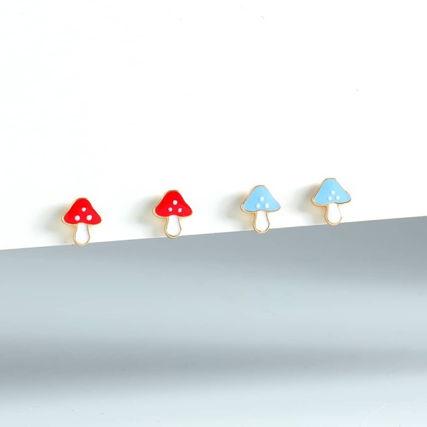 

2pairs Mushroom Decor Stud Earrings, Multicolor