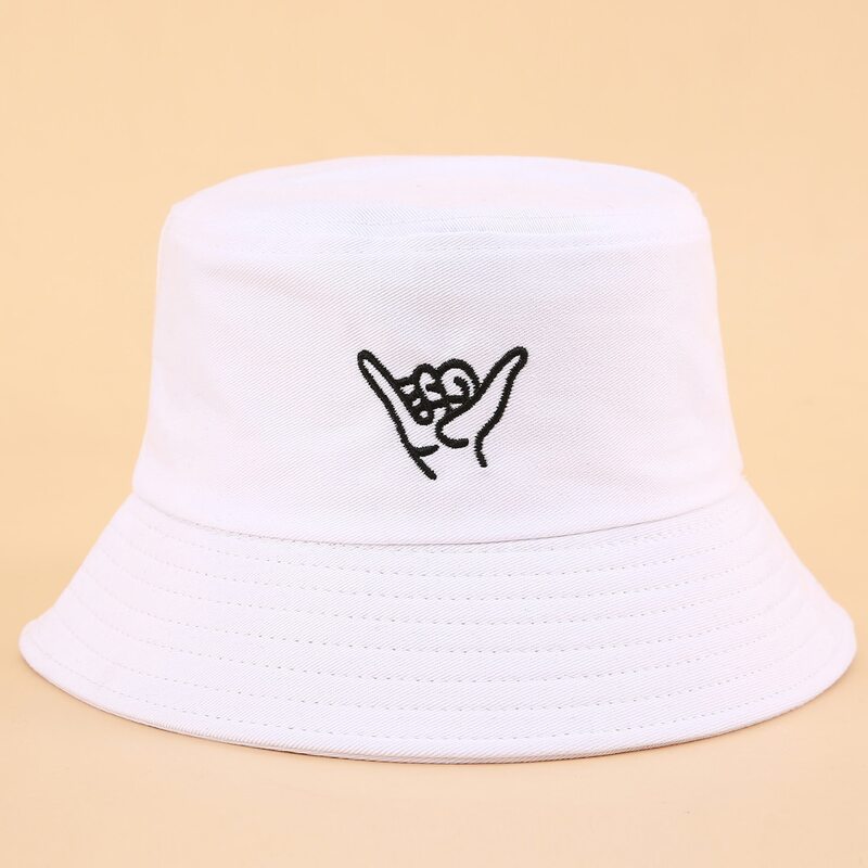 

Gesture Embroidery Bucket Hat, White