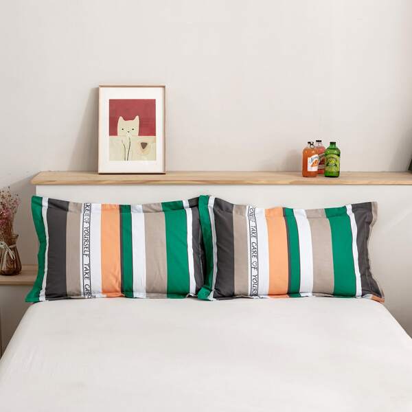 

1pair Striped Pattern Pillowcase Without Filler, Multicolor