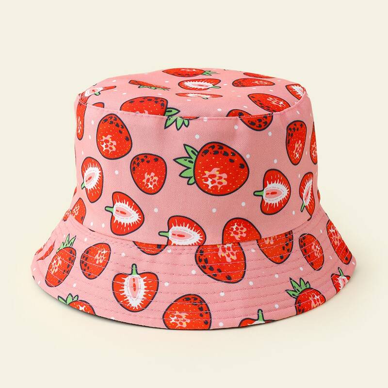 

Strawberry Pattern Bucket Hat, Pink