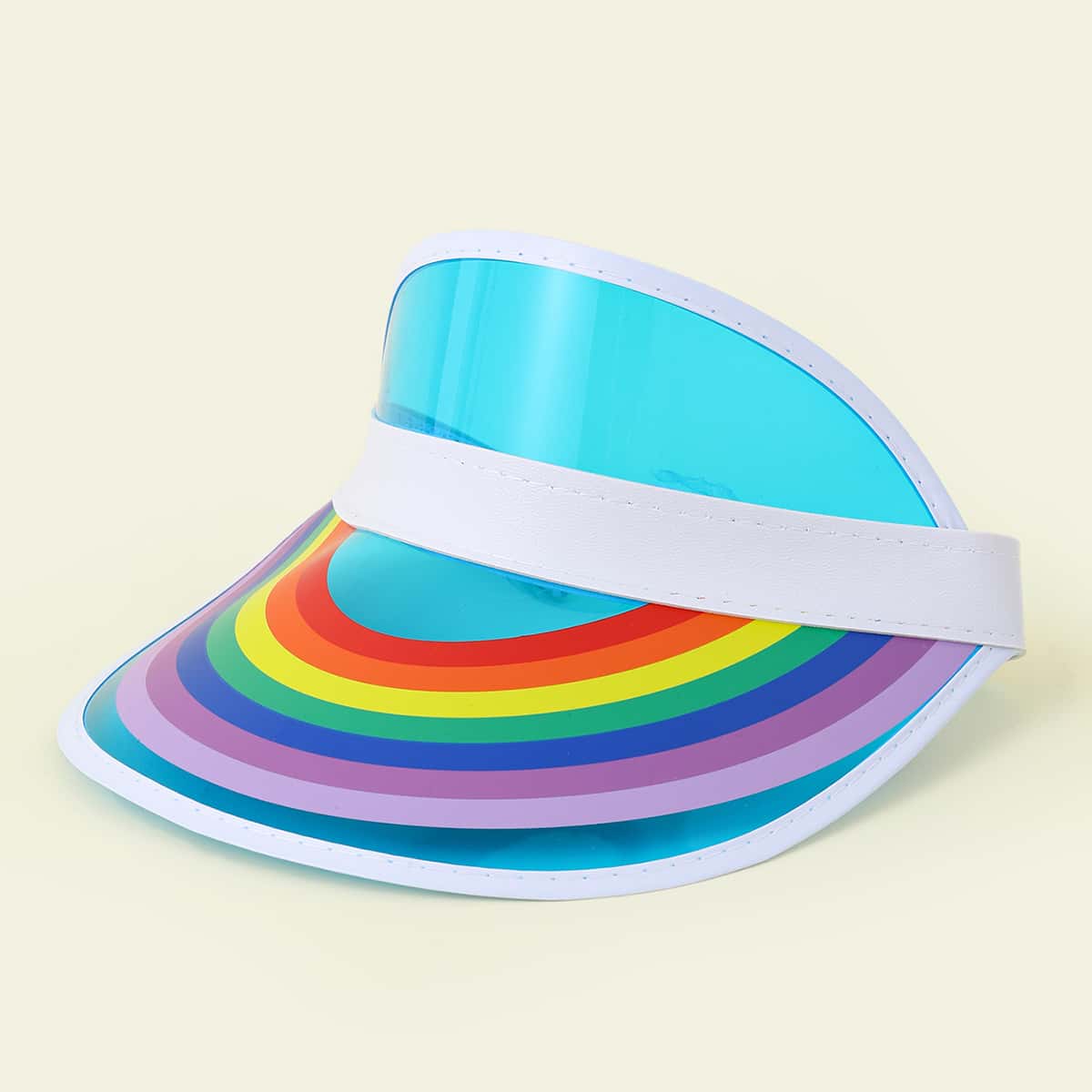 

Rainbow Striped Visor Hat, Multicolor