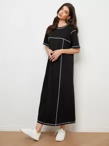 SHEIN LUNE Stitch Trim Tee Dress