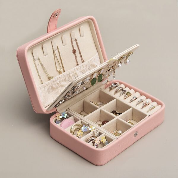 

1pc PU Jewelry Box, Pink