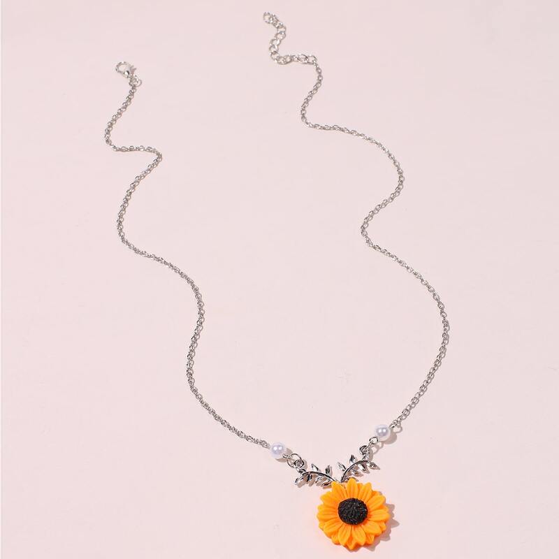 

Sunflower Pendant Necklace, Orange