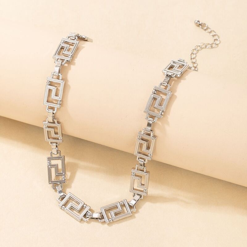 

1pc Geo Choker, Silver
