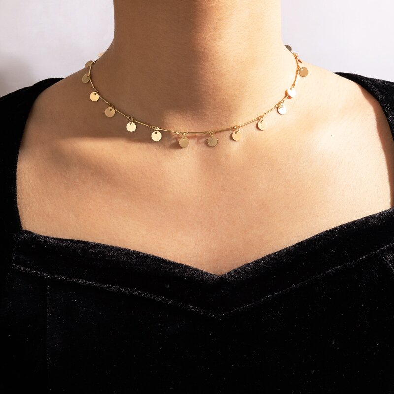 

Disc Charm Choker, Gold