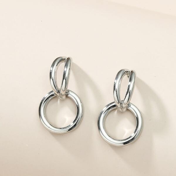 

Round Design Earrings, Silver