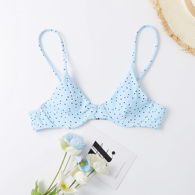

Ditsy Floral Print Bikini Top, Baby blue