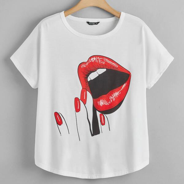 

Plus Mouth And Hand Print Tee, White
