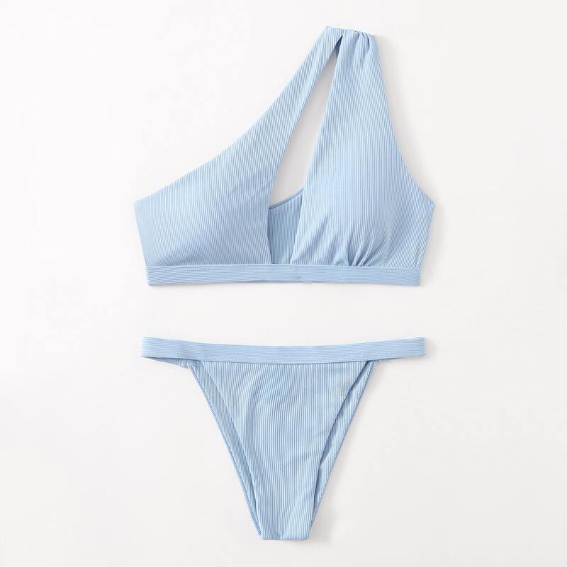 

Solid Tanga Bikini Swimsuit, Baby blue