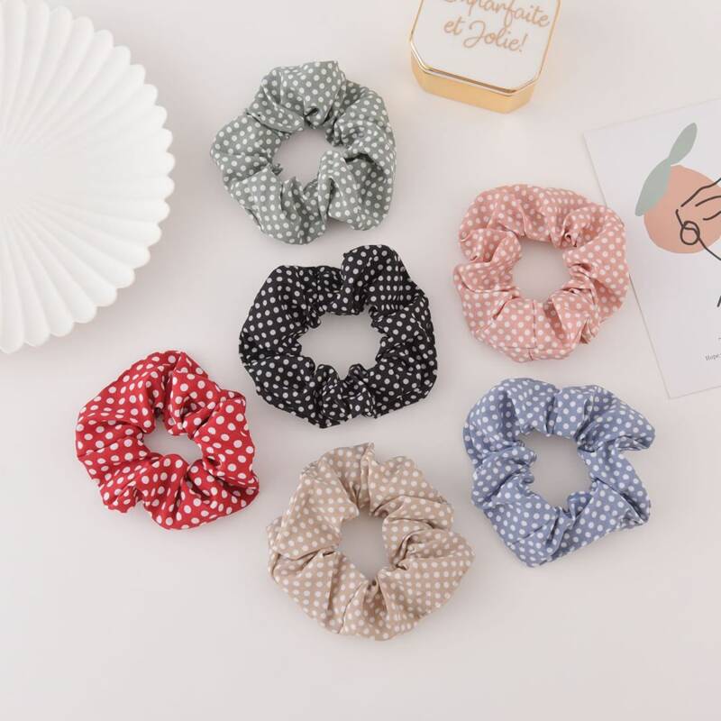 

3pcs Random Polka Dot Scrunchie, Multicolor