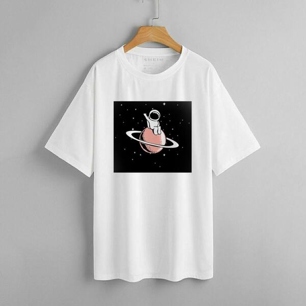 

Astronaut & Planet Print Tee, White