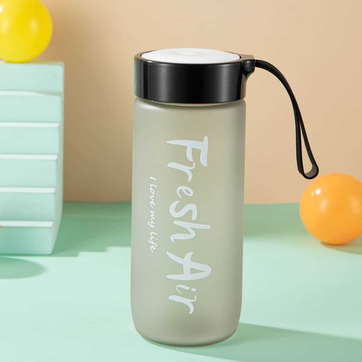 

Letter Graphic Water Bottle, Grey