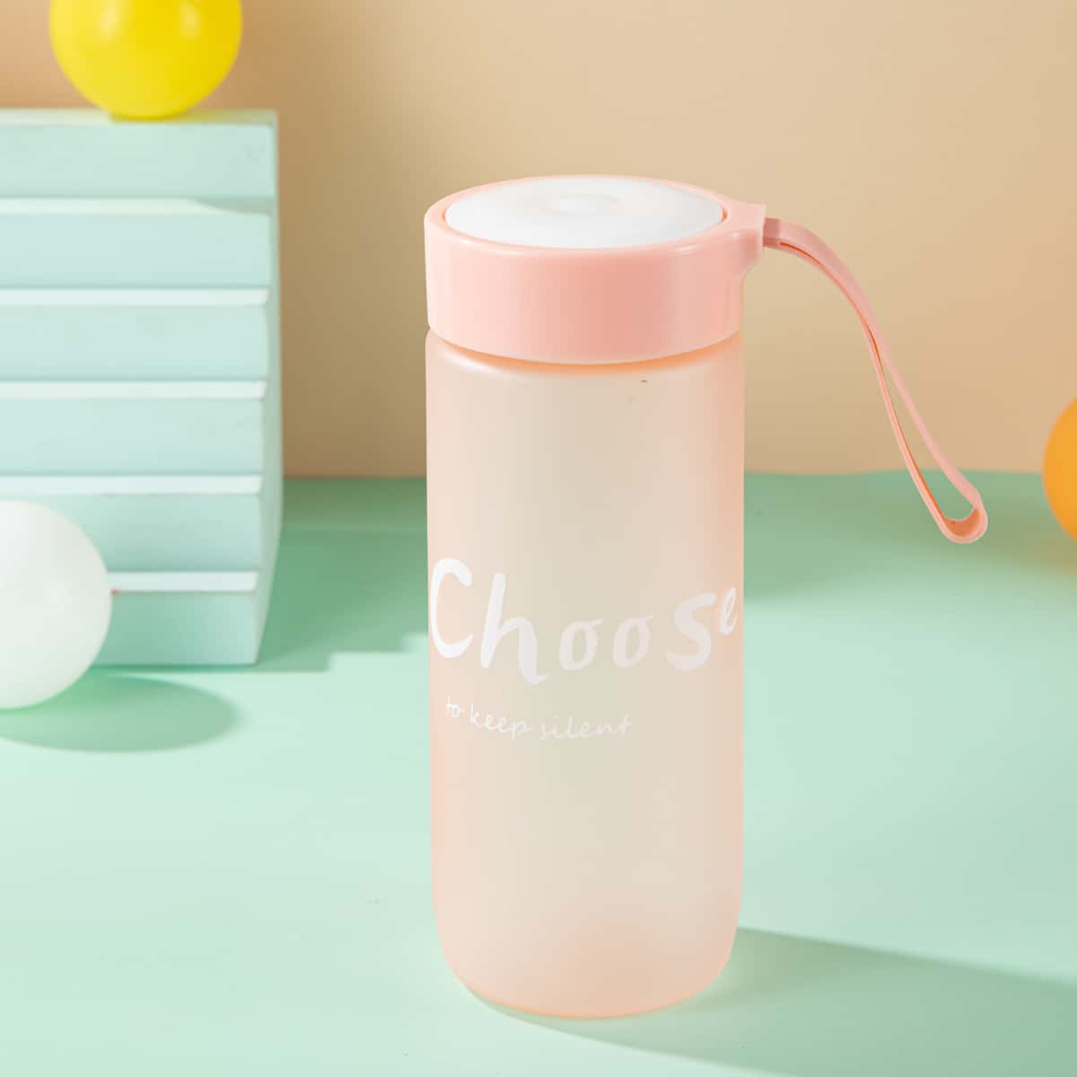 

Letter Graphic Water Bottle, Pink