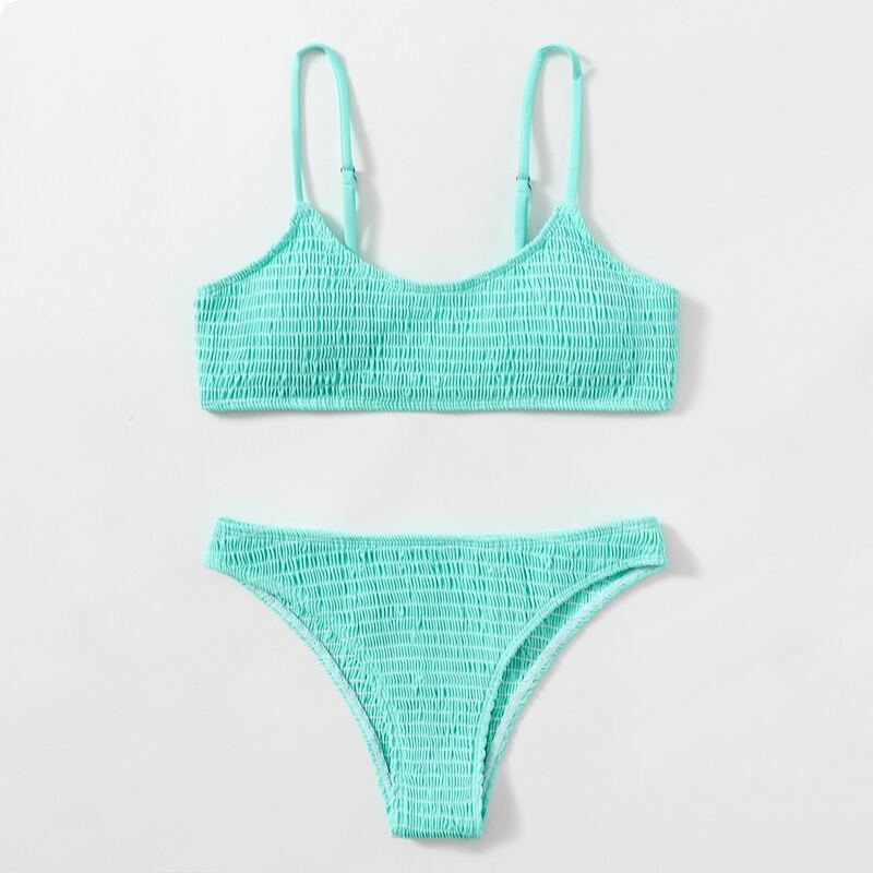 

Smocked Bikini Swimsuit, Mint green