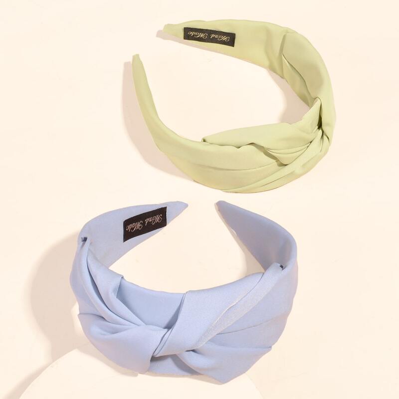 

2pcs Solid Wide Headband, Multicolor