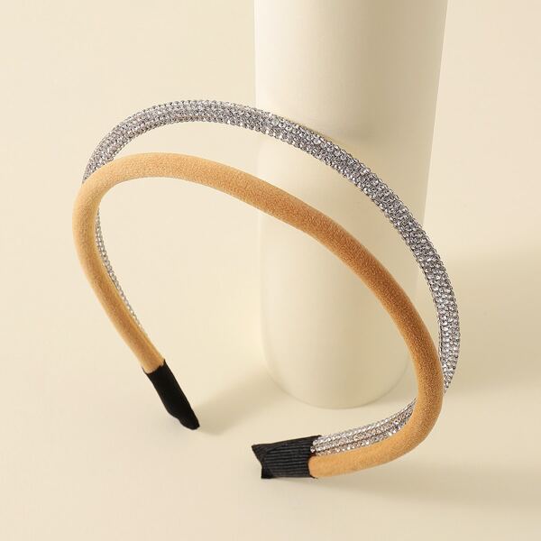 

Rhinestone Decor Layered Headband, Apricot