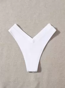 SHEIN Swim Bragas bikini cortada alta - Blanco - Ver 2