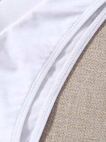 SHEIN Swim Bragas bikini cortada alta - Blanco - Ver 4